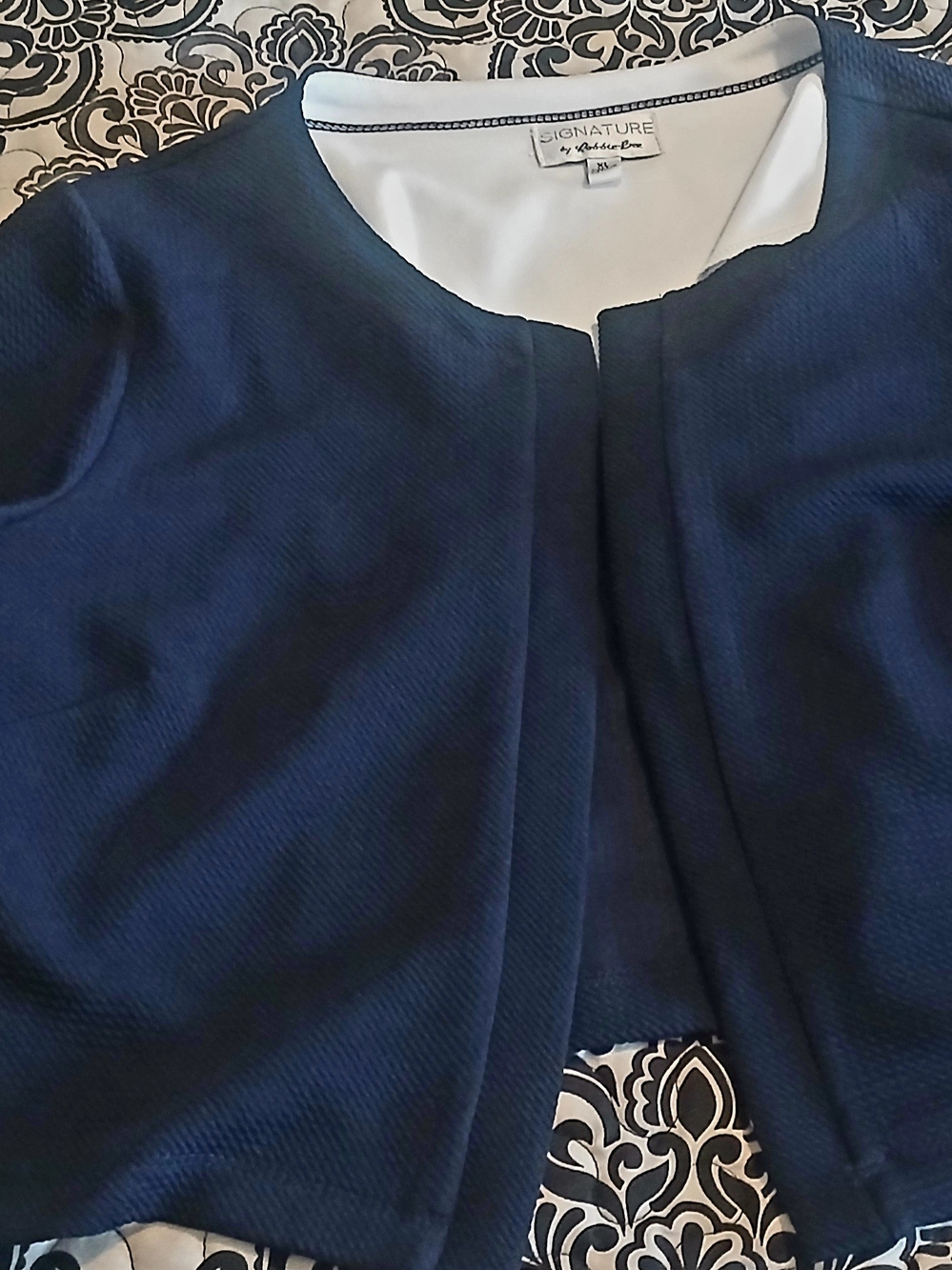 Signature by Robbie Bee Navy Open-Front Jacket